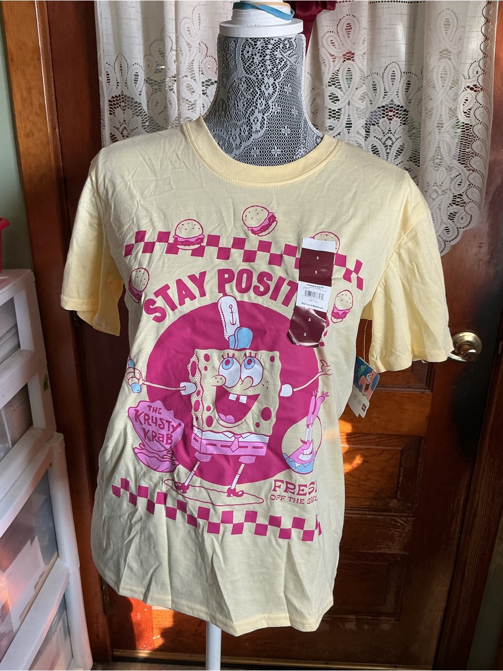 SpongeBob Squarepants Yellow Short Sleeve Tee with Pink Graphic
